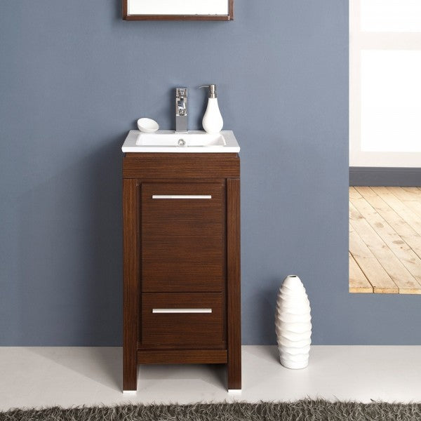 Fresca Allier 16" Wenge Brown Modern Bathroom Vanity With Mirror