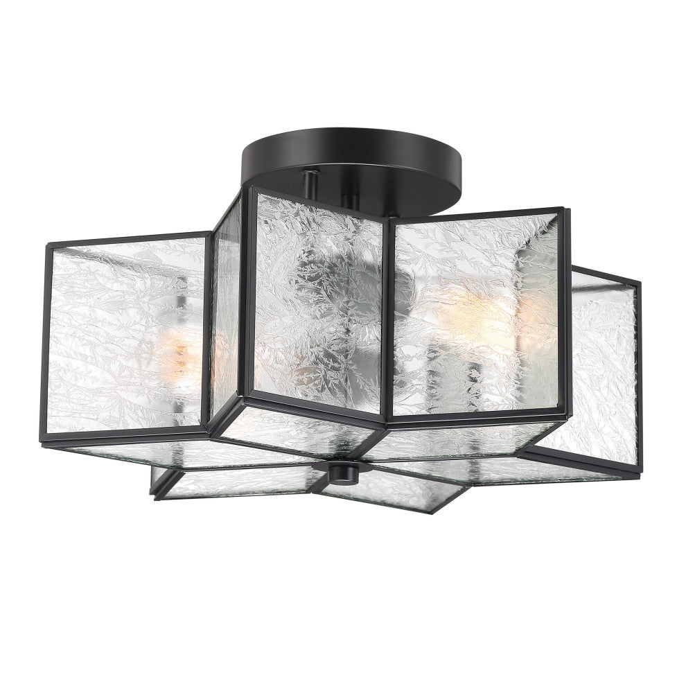2 - Light 16.14'' Unique/Statement Star Semi Flush Mount, Black