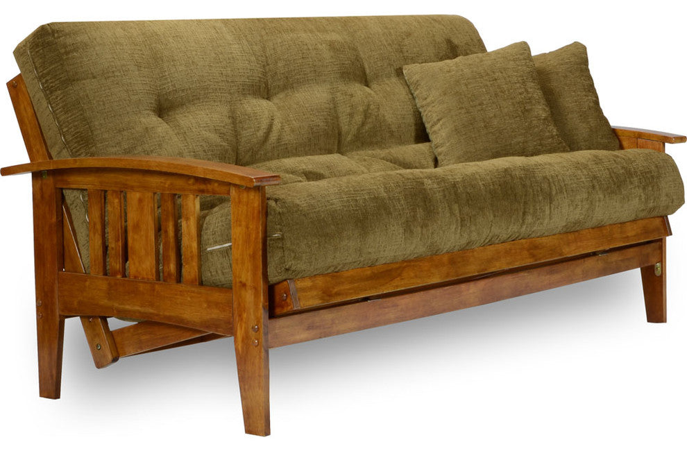 Westfield Futon Set, Frame, Premium 8" Mattress, Queen, Oxford Bronze