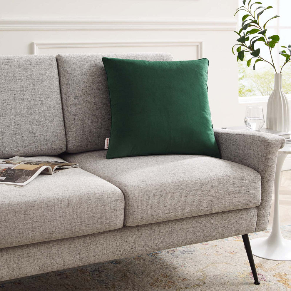 Accent Throw Pillow, Velvet, Green, Modern, Living Lounge Hotel Hospitality