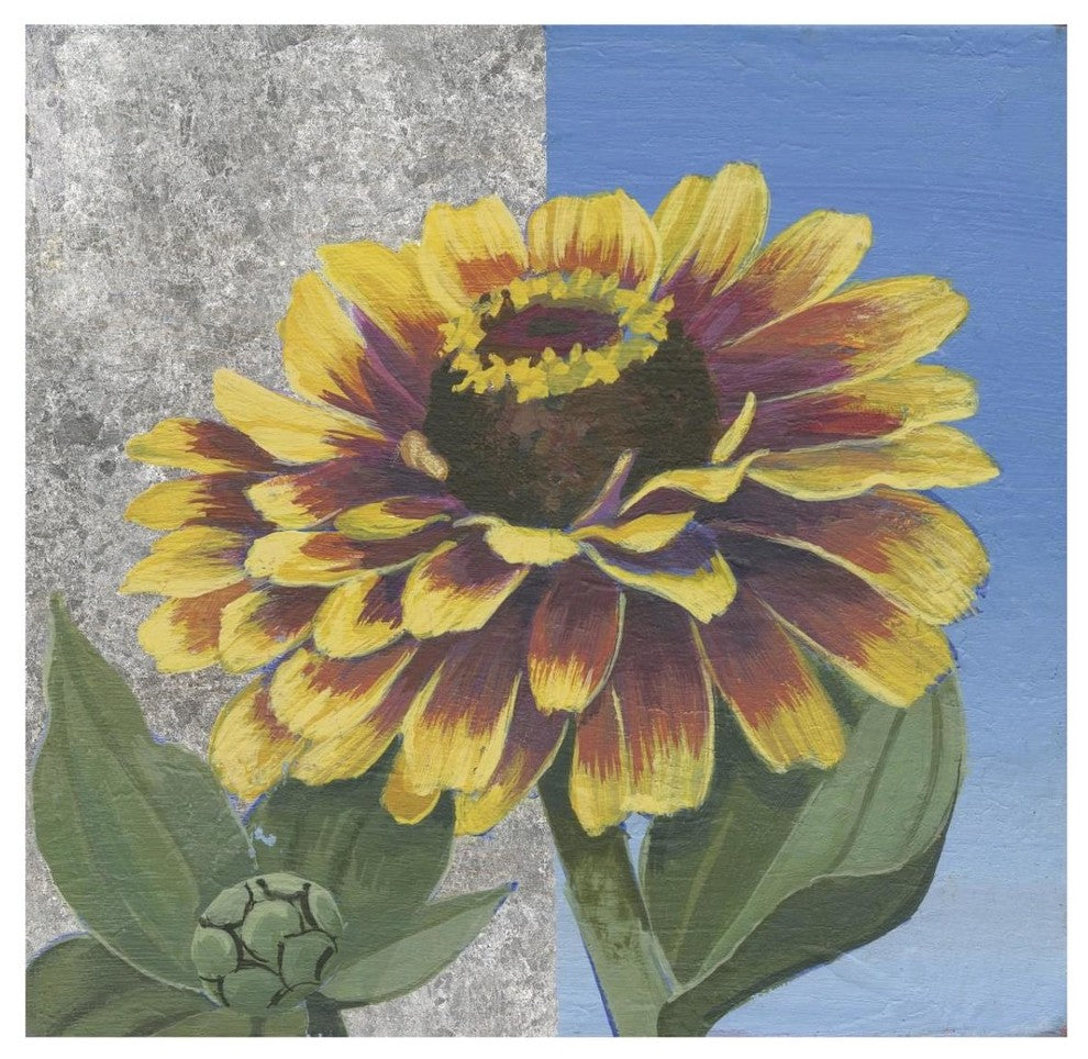 "Zinnia Spice and Silver" Digital Paper Print by Kathrine Lovell, 32"x32"