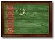 Turkmenistan Country Textured Flag Print With Brown Gold Frame, 15"X21"