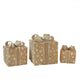 Snowflake Burlap Gift Boxes Christmas Decorations, 3-Piece Set