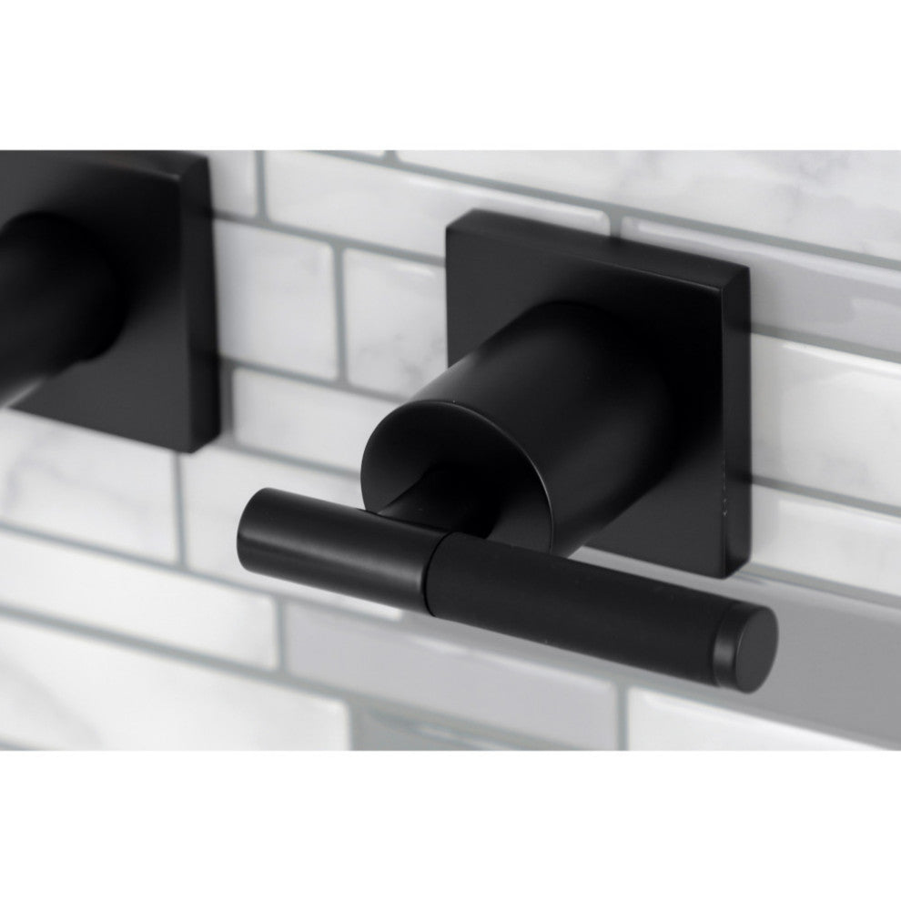 Kingston Brass KS6120CKL Two-Handle Wall Mount Bathroom Faucet, Matte Black