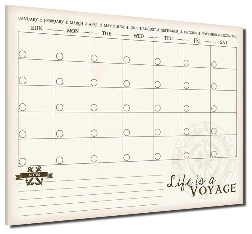 R2H Methods ''Life is a Voyage'' Dry Erase Monthly Calendar on ArtPlexi