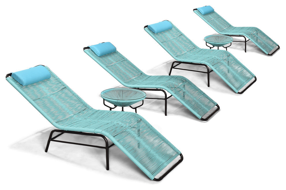 Acapulco 6 Piece Chaise Lounge Set, Glacier Blue