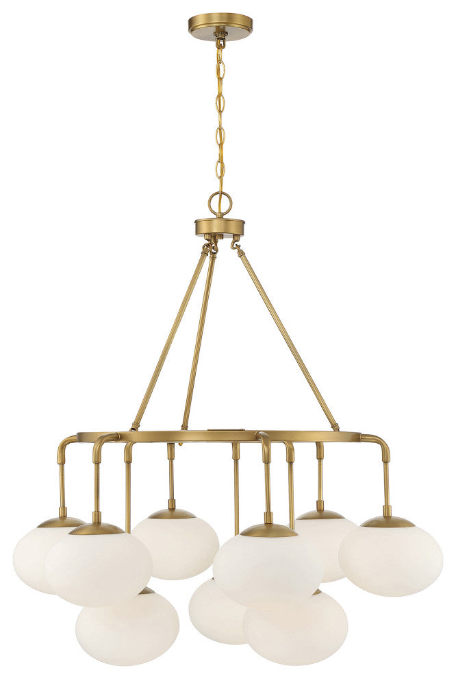 9-Light Chandelier, Natural Brass