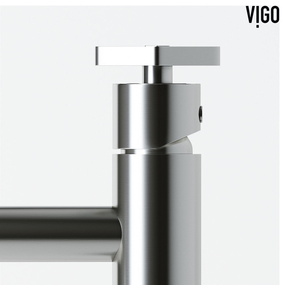 VIGO Ruxton 12" H Single Handle Single Hole Bathroom Vessel Faucet, Brushed Nickel