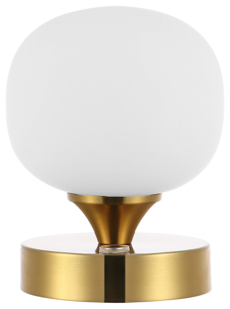 Owen 6.13" Bohemian Farmhouse Iron Rechargeable Integrated LED Table Lamp, Gold