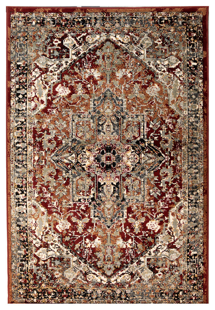 Aurora Medallion Indoor Rug, Red, 1'11"x7'6" Runner