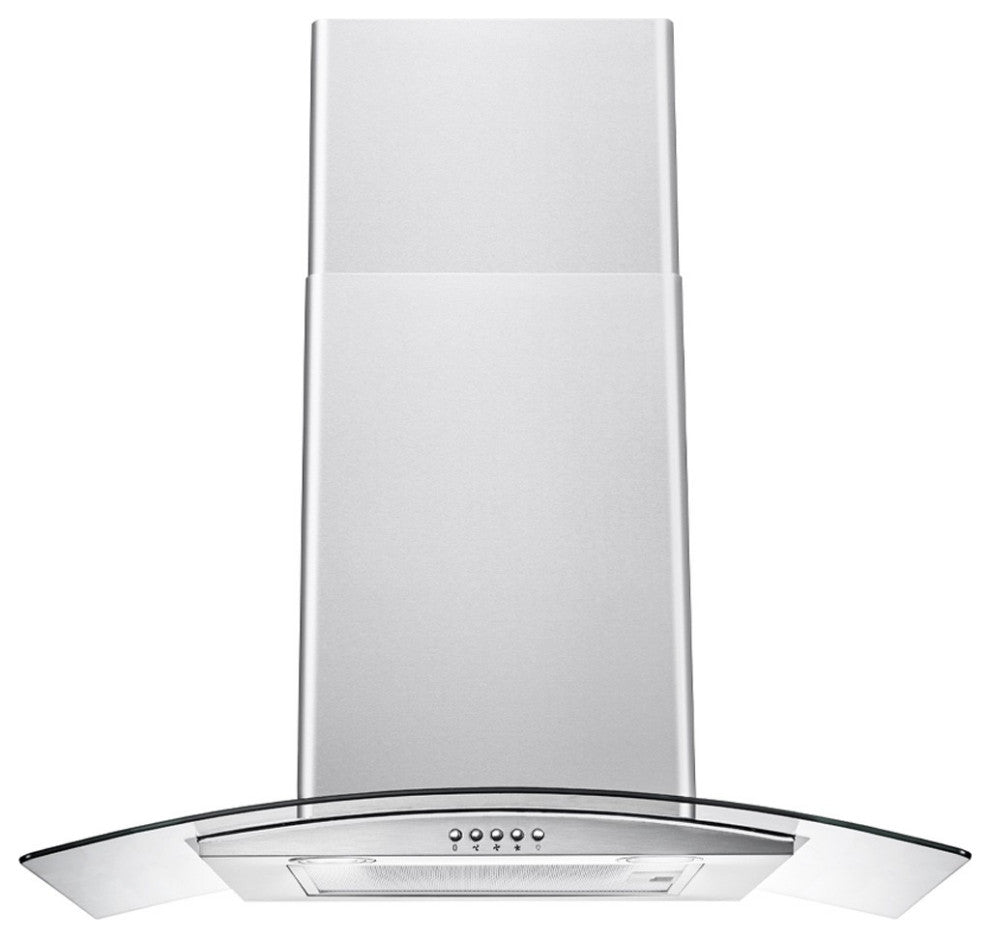 CAVALIERE 30" Glass Canopy Range Hood 400 CFM Brushed Stainless Steel LED