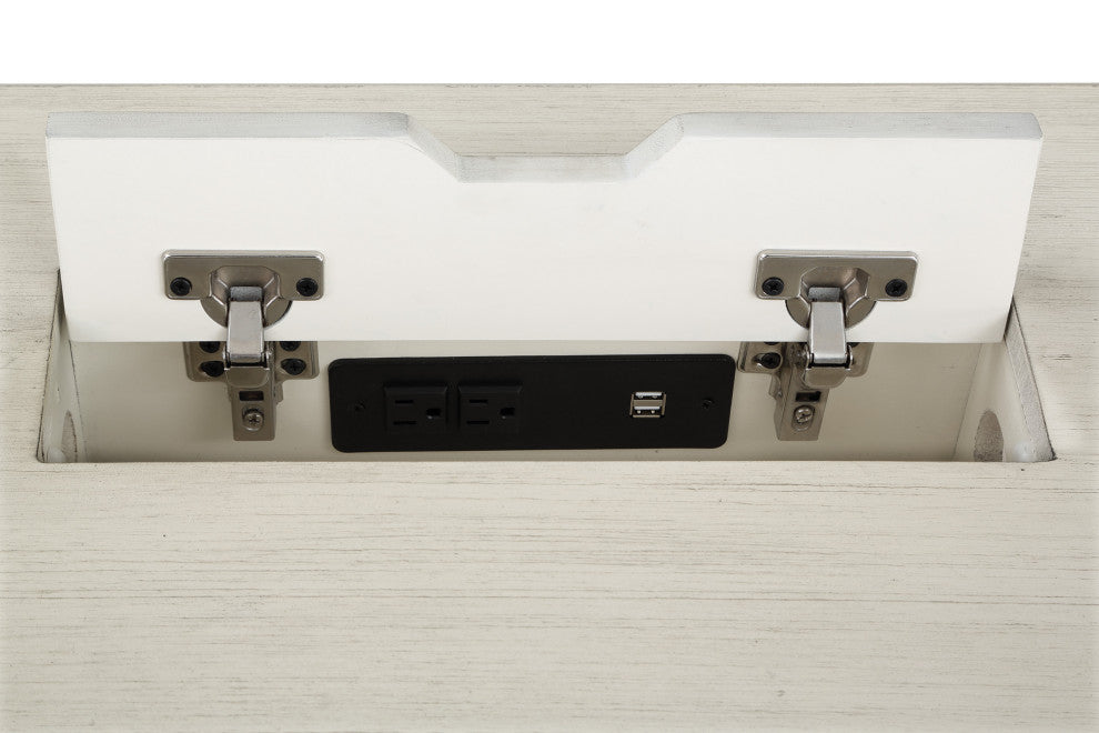 Country Meadows L-Shape Desk With Power, Antique White