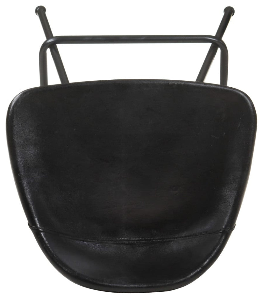 vidaXL Bar Stools 2 pcs Black Real Leather