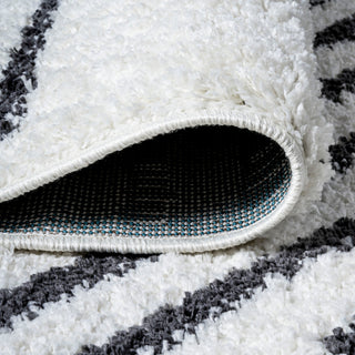 Petra Stripe Geometric Shag, White/Black, 3x5