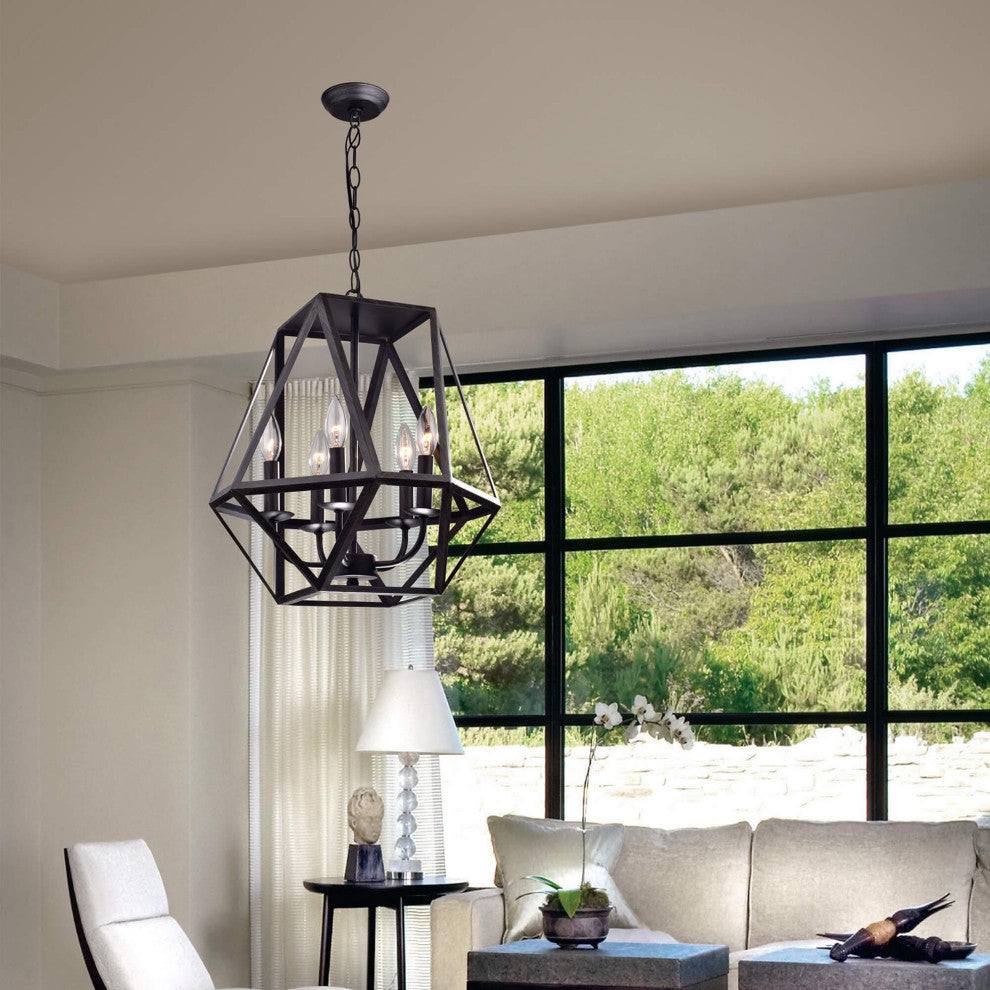 Iris 5-light Modern Antique Black Chandelier