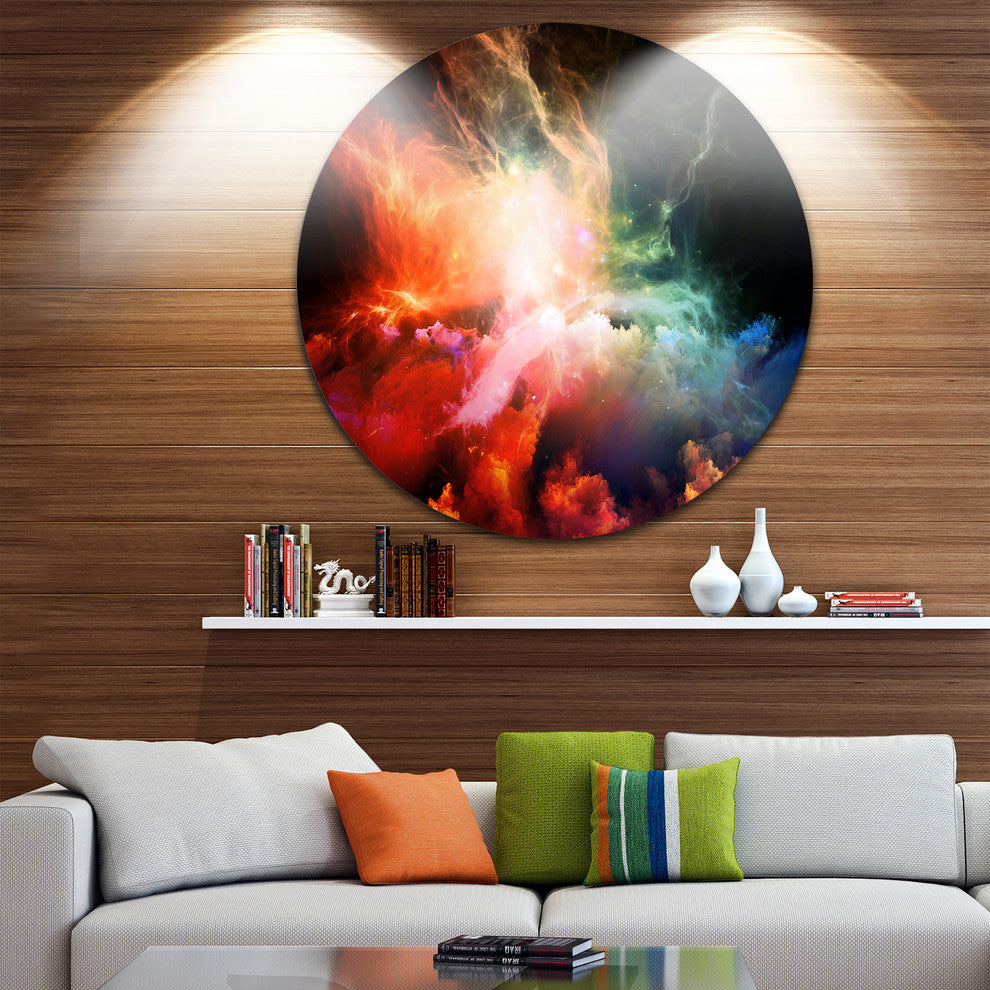 Colorful Nebulae, Contemporary Disc Metal Artwork, 11"