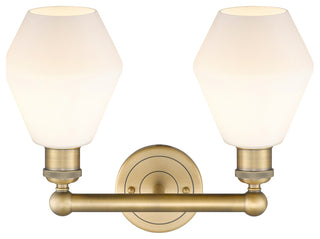 Cindyrella 2-Light 15" Bath Vanity Light, Brushed Brass, Cased Matte White Shade