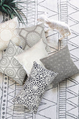 Naples Embroidered Pillow, Ivory/Silver