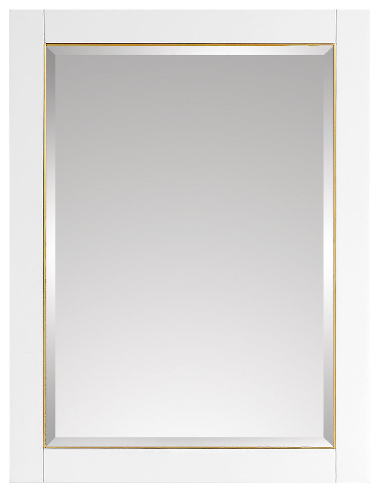 Mason 24" Mirror, White With Gold Trim