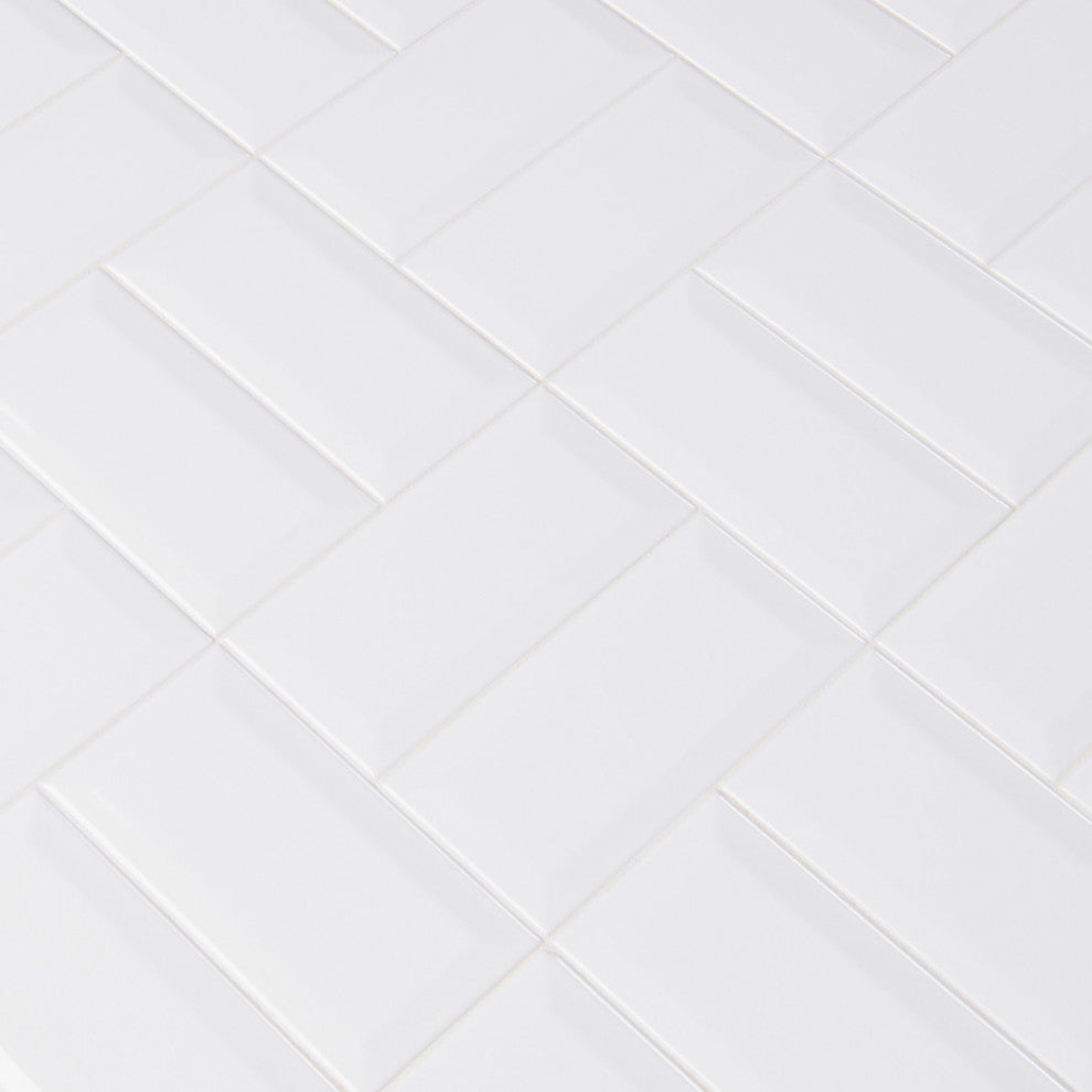 MSI NGLO3X6BEV 6" x 3" Rectangle Wall Tile - Polished Beveled - White