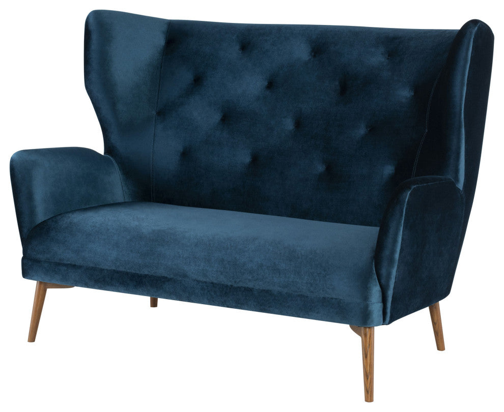 Klara 2-Seater Sofa in Midnight Blue Velour by Nuevo