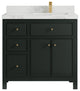 Sonoma 36 Right Offset Bath Vanity in Dark Forest Green with 2" Calacatta Nuvo