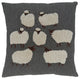 Throw Pillow Cover With Embroidered Sheep Design, 18"x18", Grey