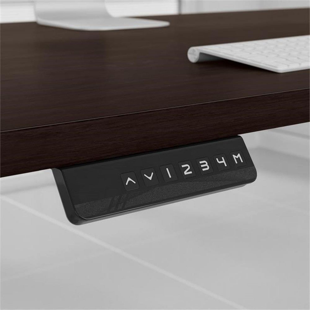 Office 500 72W Height Adjustable U Shaped Desk in Black Walnut - Engineered Wood