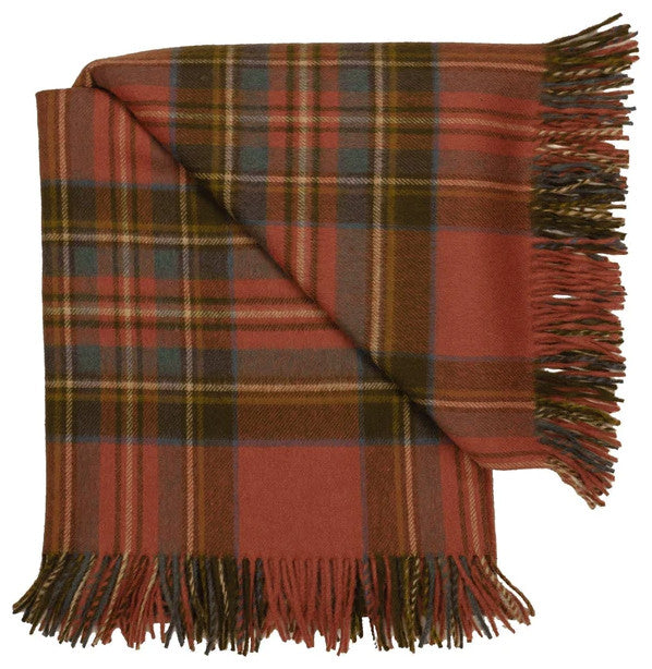 Prince of Scots Highland Tweed Merino Wool Throw, Antique Royal Stewart