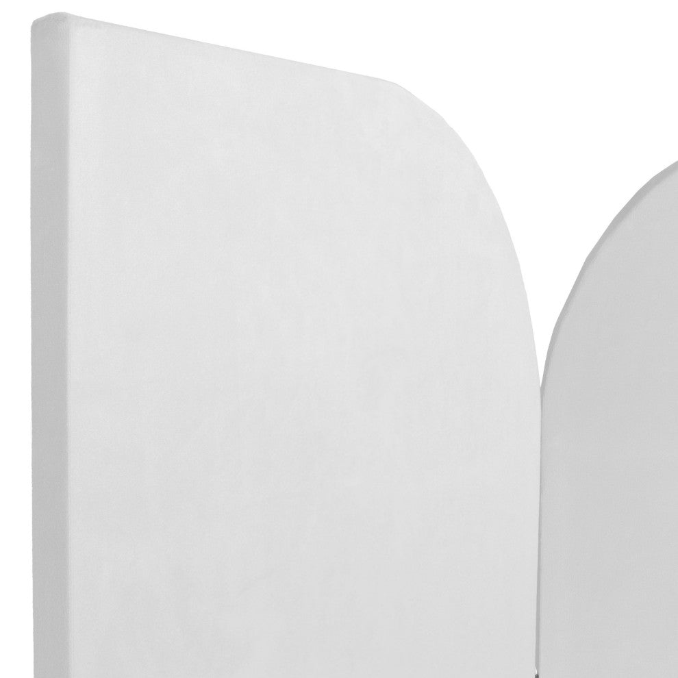 6 ft. Modern Arch Velvet Room Divider White 3 Panel