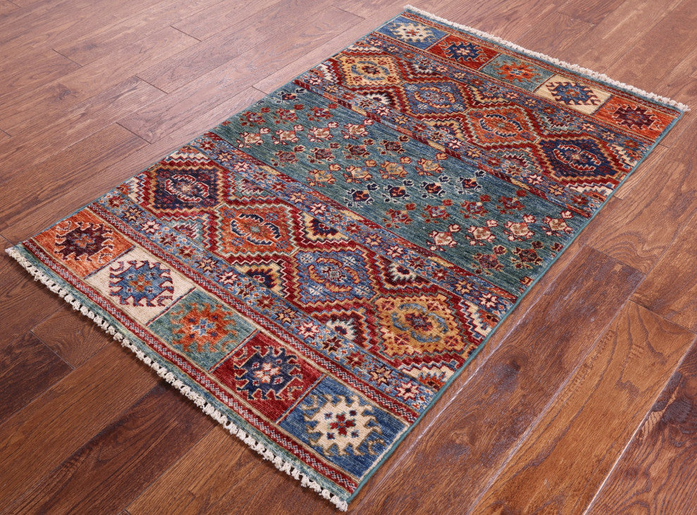 2' 7" X 4' 2" Handmade Super Kazak Khorjin Wool Rug Q10833