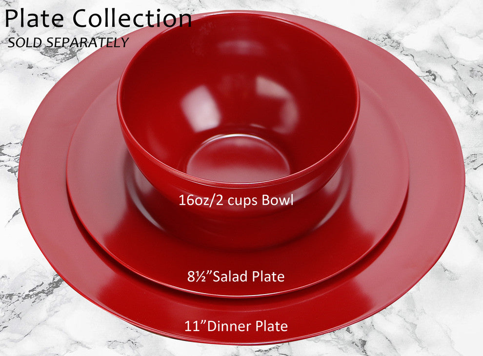 6-Piece Melamine Salad Plate Set, Red
