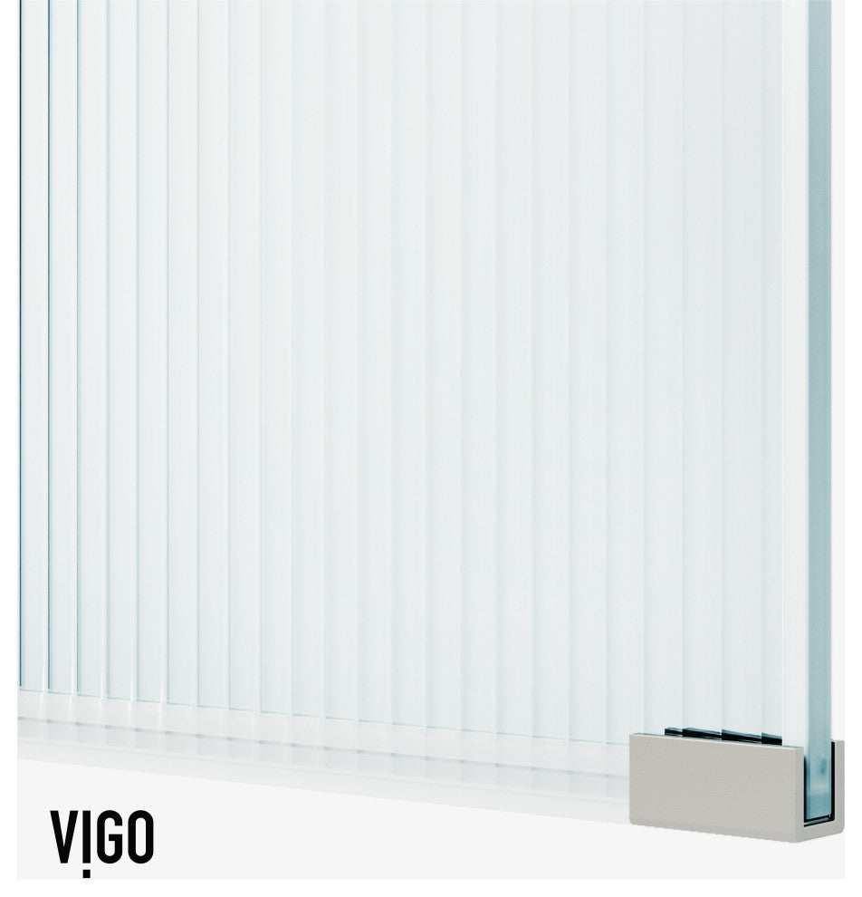 VIGO Arden 34" W x 78" H Frameless Fixed Shower Screen, Stainless Steel, Fluted Glass