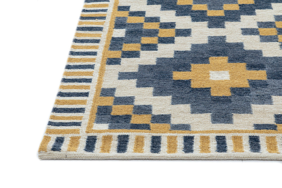 NuStory Mosaic Panja Hand-Made Contemporary Area Rug in Blue, 5' x 8'