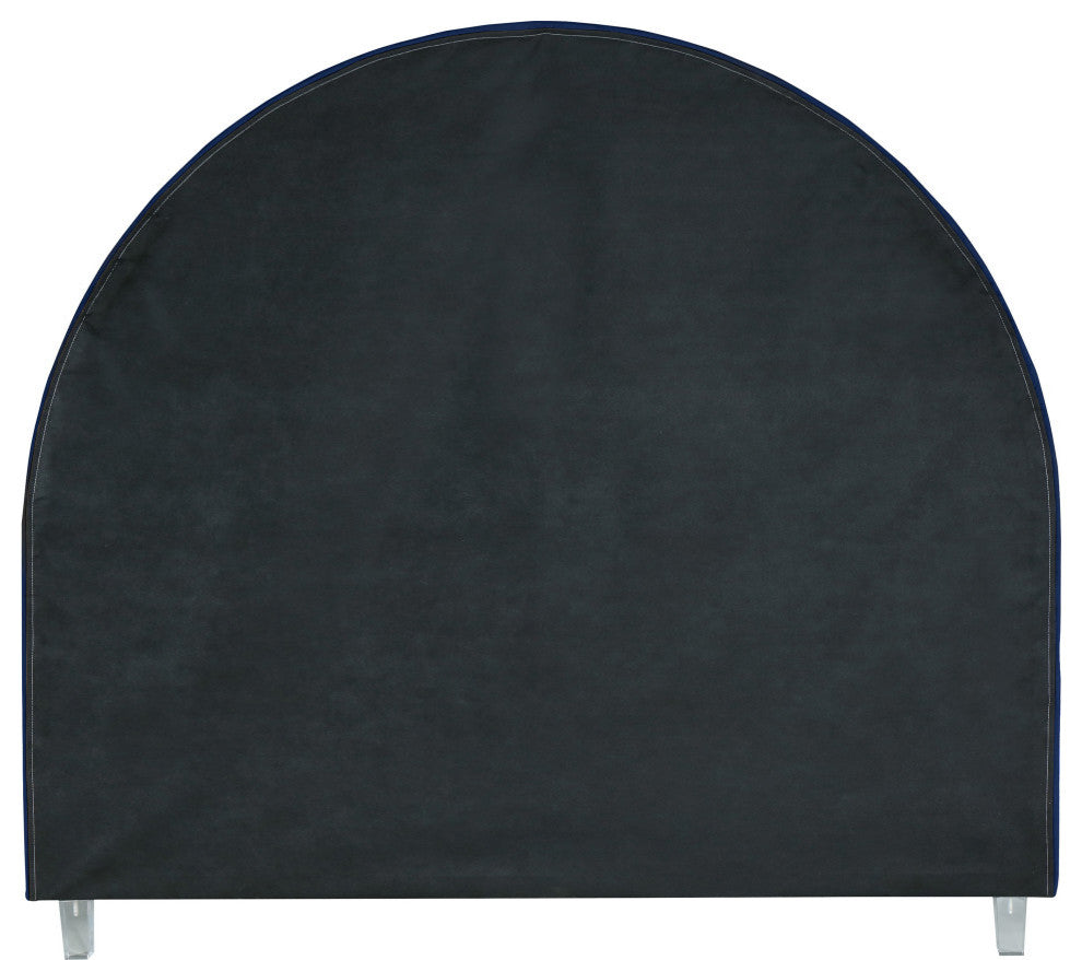 Rainbow Velvet Upholstered Bed, Navy, King