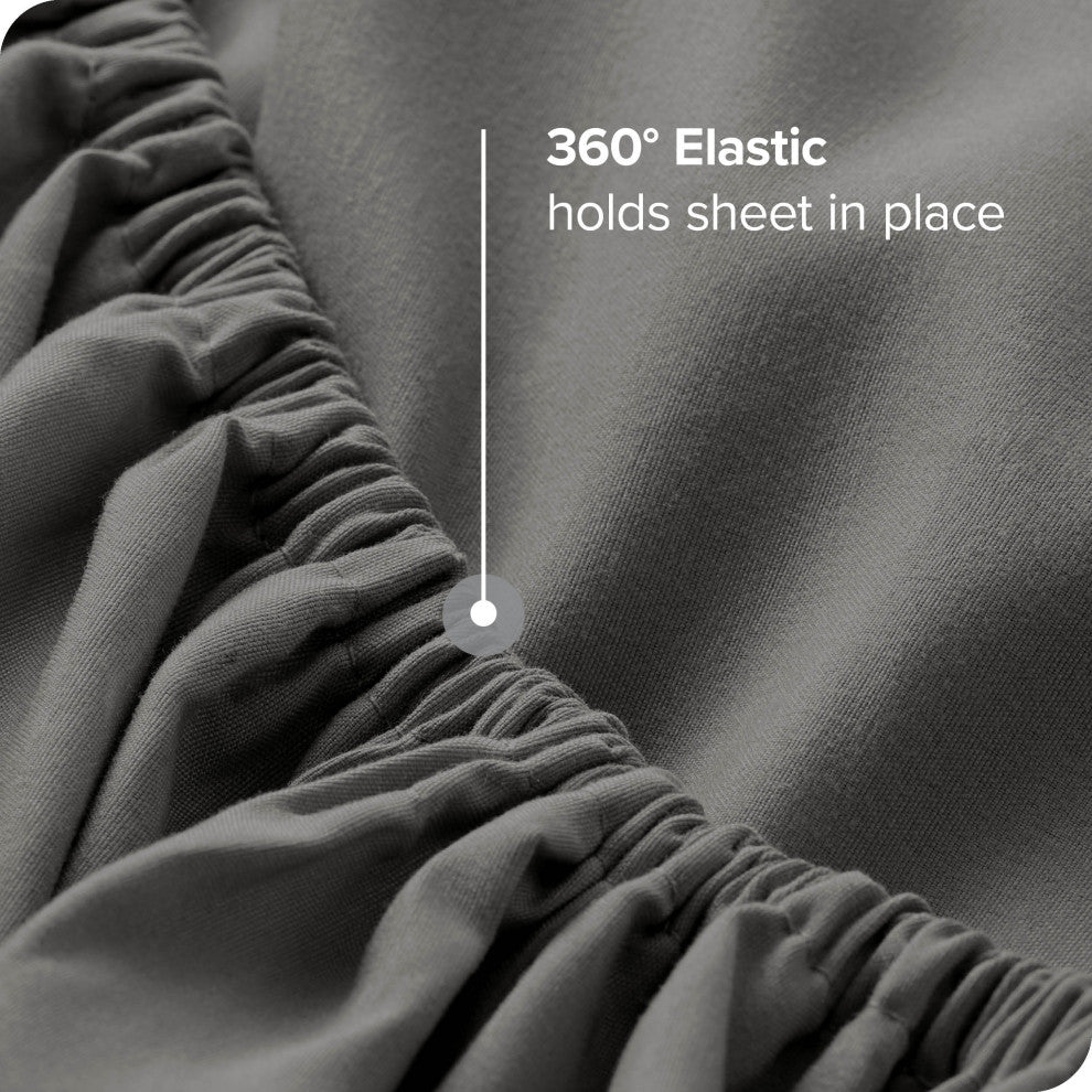 Bare Home Microfiber Fitted Sheet Deep Pocket, Gray, Split Head Flex King