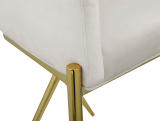 Xavier Velvet Upholstered Counter Height Stool, Cream, Gold Finish