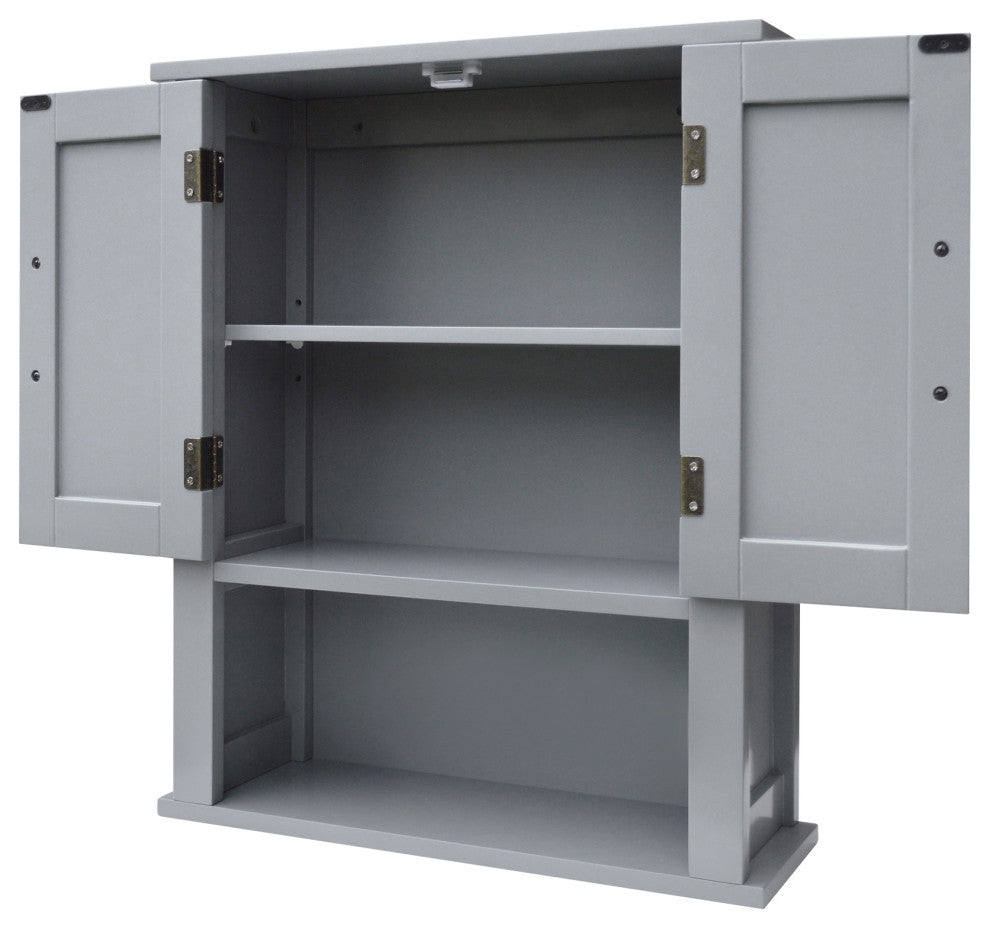 Wooden Bathroom Wall Cabinet Open Shelf Grey