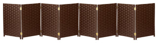 2 ft. Short Woven Fiber Room Divider 8 Panel Dark Mocha