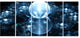 Blue Water Drops on Mirror, Abstract Wall Art Canvas, 60"x28", 5 Panels