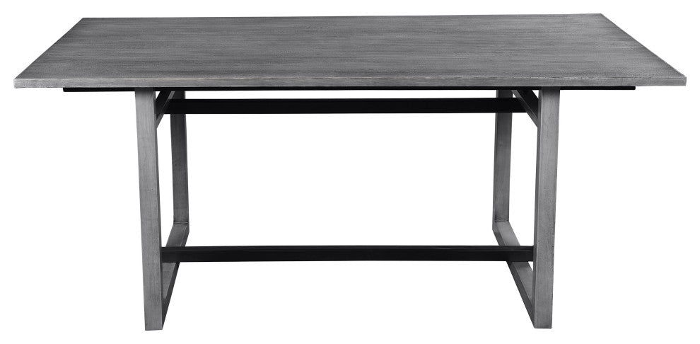 72" Dining Table Rectangular Mango Wood Top Metal Interlocked Base Brown Gray