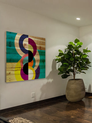 "Modular Future" Painting Print on White Wood