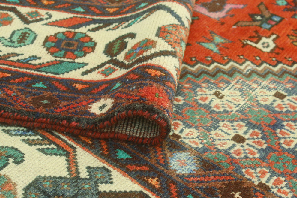 Fine Vintage Distressed Souzan Rust/Ivory Rug, 6'5x9'6