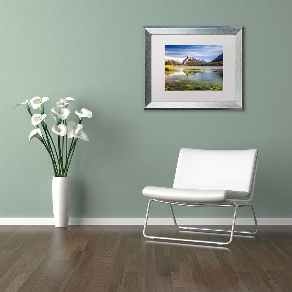 Pierre Leclerc 'Mount Rundle Banff' Matted Art, Silver Frame, White, 14x11