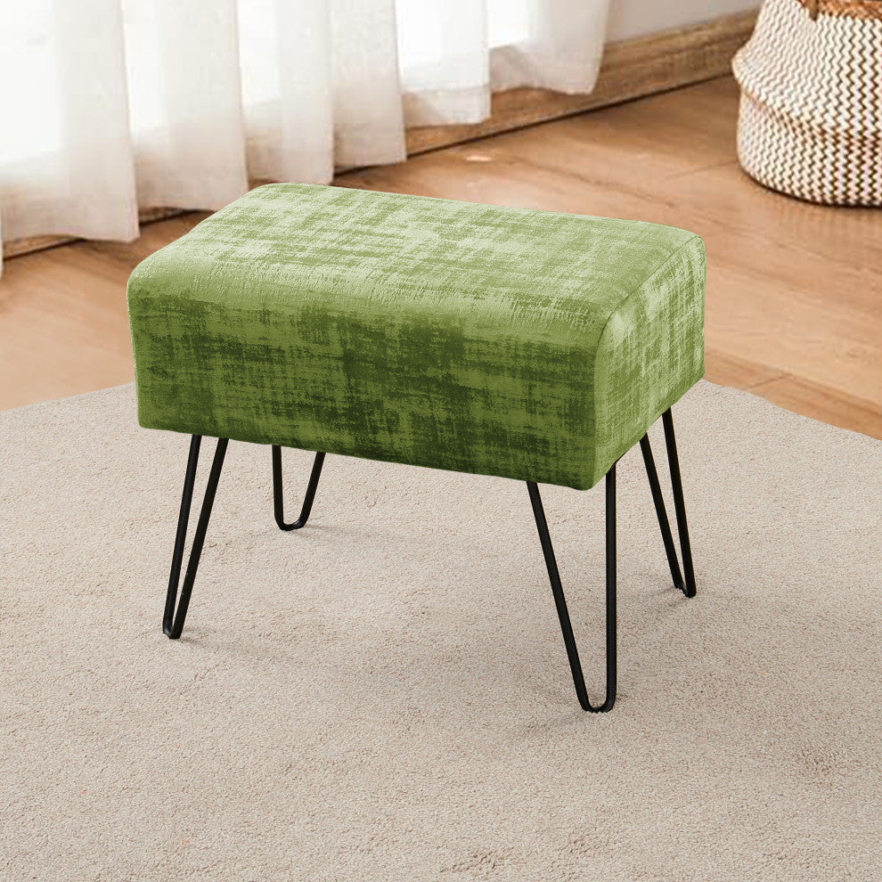 Textured Velvet Ottoman, Calla Green
