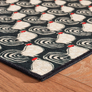 Frances Valentine x Dash & Albert Cockadoodledoo Multi Washable Rug, 2'6" x 8'