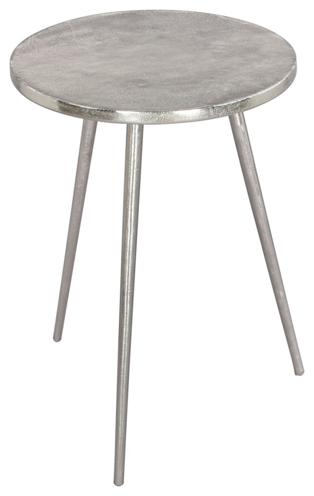 Sofa Side Table, Round, Aluminum, Metal, Silver, Lounge Cafe Lobby Hospitality