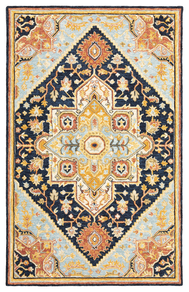 Oriental Weavers Alfresco Collection Navy/ Rust Oriental Indoor Area Rug 10'X13'