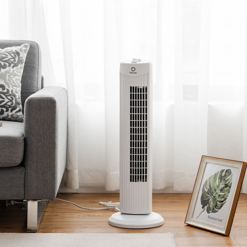 Fantask 35W 28'' Oscillating Tower Fan 3 Wind Speed Quiet Bladeless Cooling