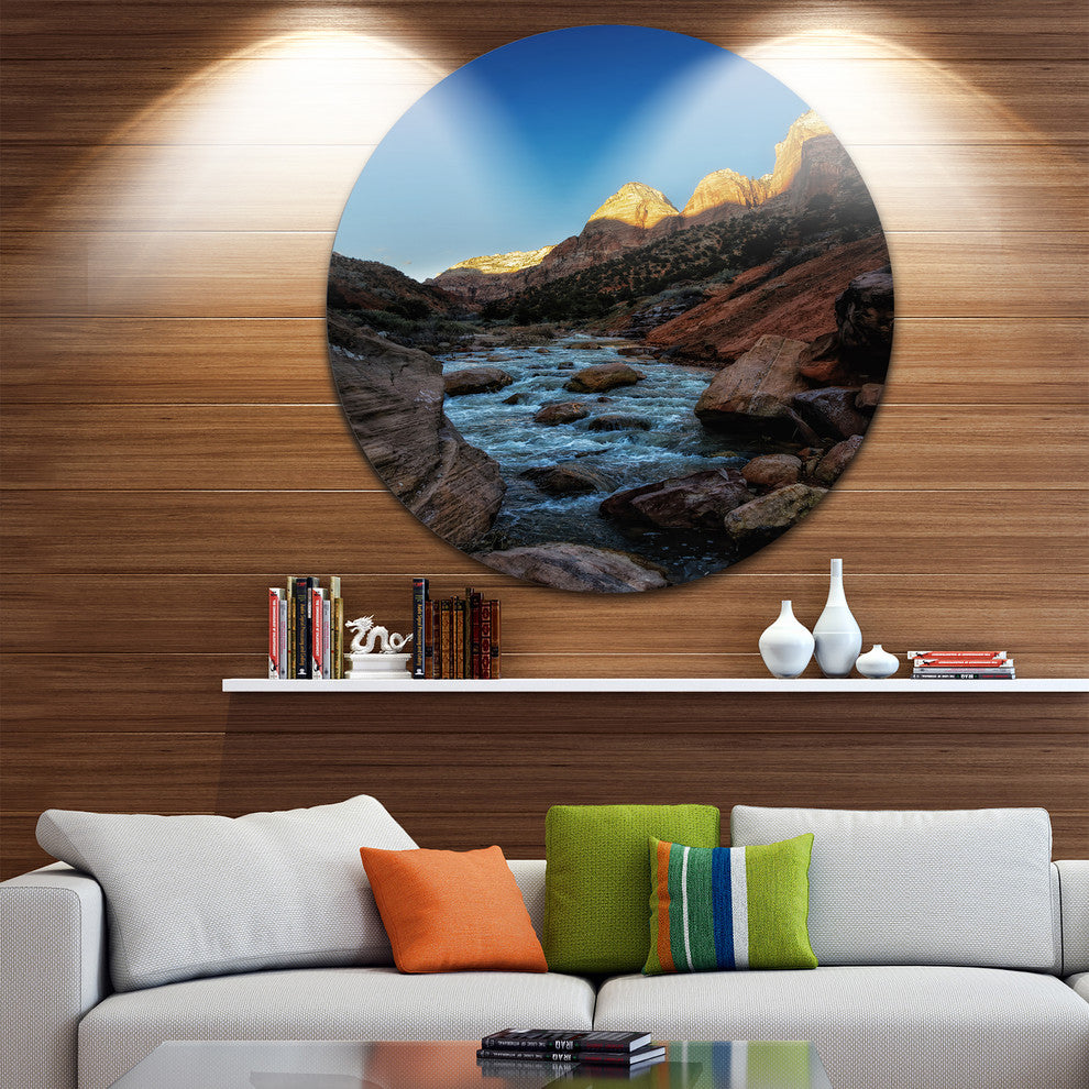 Rapid Virgin River, Landscape Photography Disc Metal Artwork, 23"